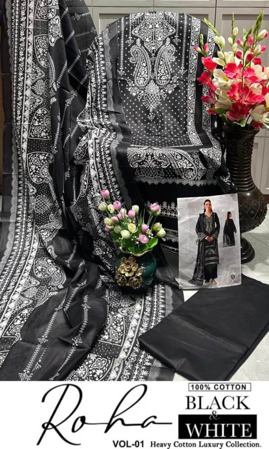 Keval Roha Black and White Vol 1 Cotton Wholesale Pakistani Readymade Salwar Suit Catalog — Wholesale Salwar Suits, Keval Fab wholesale from Surat - Gallery Image 7